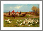 Thomas Blinks Print, ‘Away! Away!’ in a light grey frame