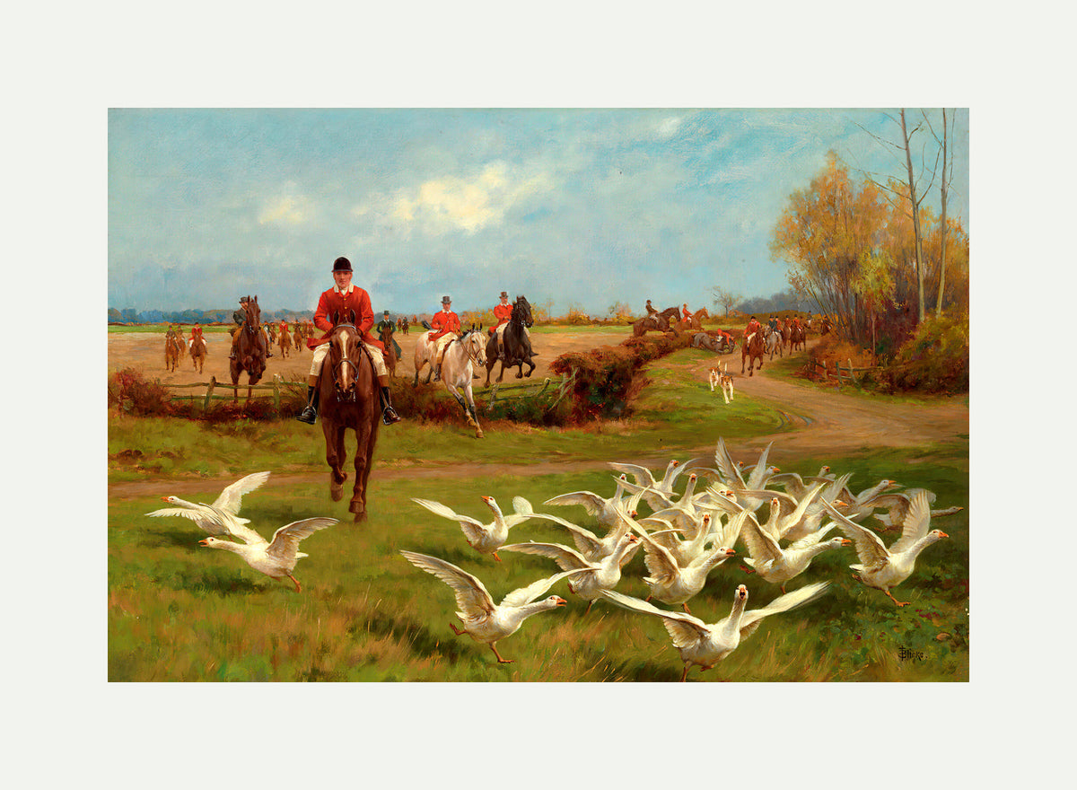 Thomas Blinks Print, ‘Away! Away!’ with an off-white border for rolled canvas