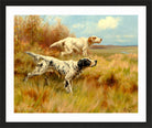 Thomas Blinks Print, English setters on point in a black frame