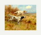 Thomas Blinks Print, English setters on point with an off-white border for rolled canvas