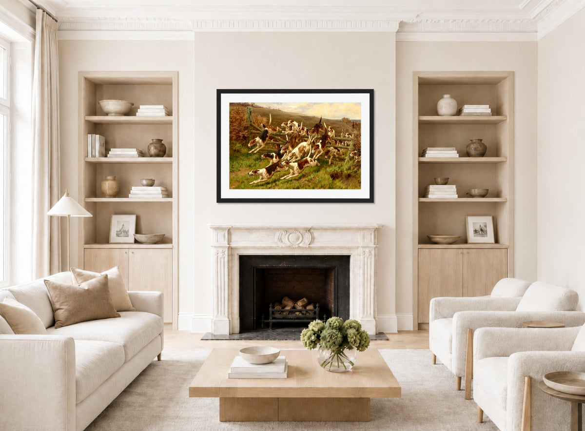Thomas Blinks Print, For’ard on, For’ard on (1887) displayed in a Scandinavian living room