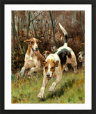 Thomas Blinks Print, Hunting pack coming on (1886) in a black frame