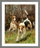 Thomas Blinks Print, Hunting pack coming on (1886) in a light grey frame