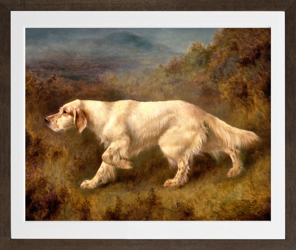 Thomas Blinks Print, Mallwyd Ned in a brown frame