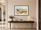 Thomas Blinks Print, The Chase displayed above a console table