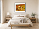 Thomas Blinks Print, Two pointers in the heather displayed above a bed
