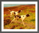 Thomas Blinks Print, Two pointers in the heather in a dark grey frame