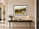Thomas Blinks Print, Walter Winans On The Running Deer Range, Wimbledon Common (1888 ) displayed above a console table