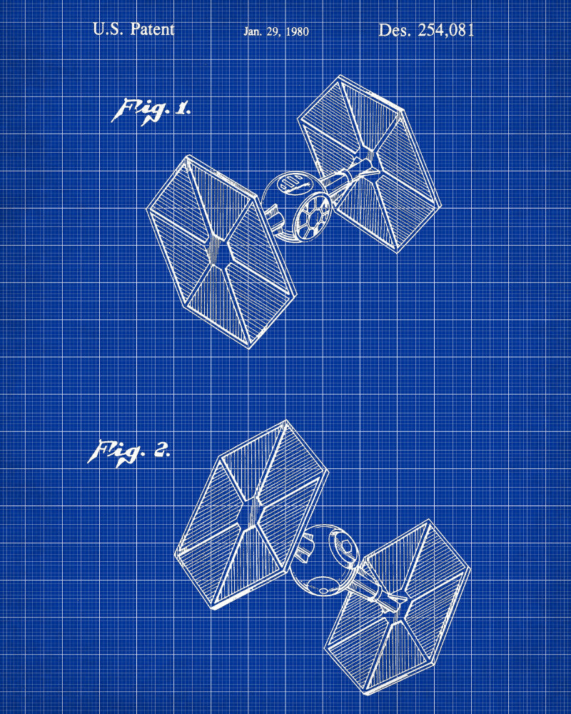 Tie Fighter Blueprint Poster Patent Print Star Wars Spaceship tie-fighter-blueprint-poster-patent-print-star-wars-spaceship