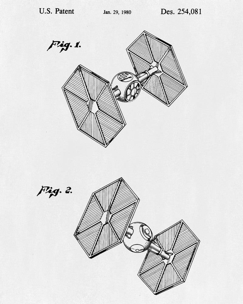 Tie Fighter Blueprint Poster Patent Print Star Wars Spaceship