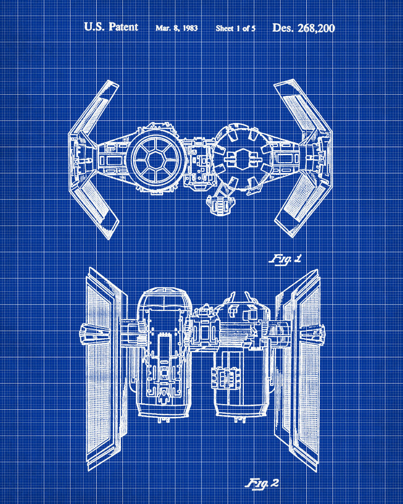 Tie Bomber Blueprint Poster Patent Print Star Wars Spaceship