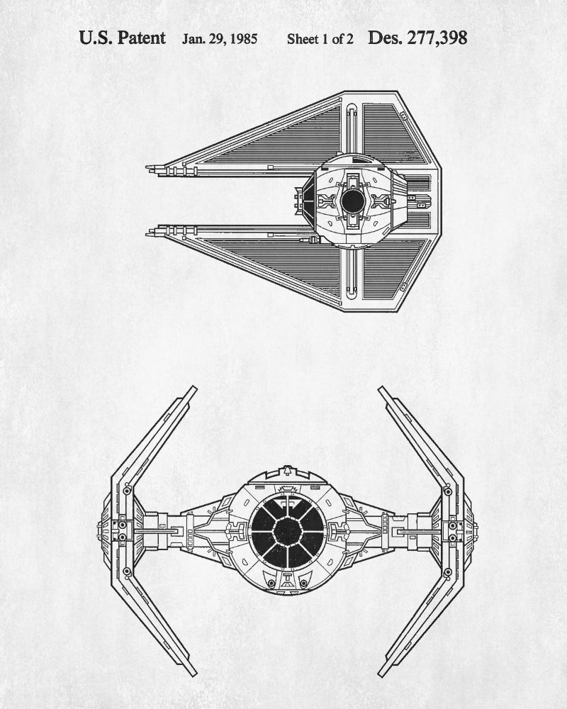 Tie Interceptor Blueprint Poster Patent Print Star Wars Spaceship