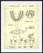 A framed vintage U.S. toothbrush patent illustration - a unique bathroom wall art piece