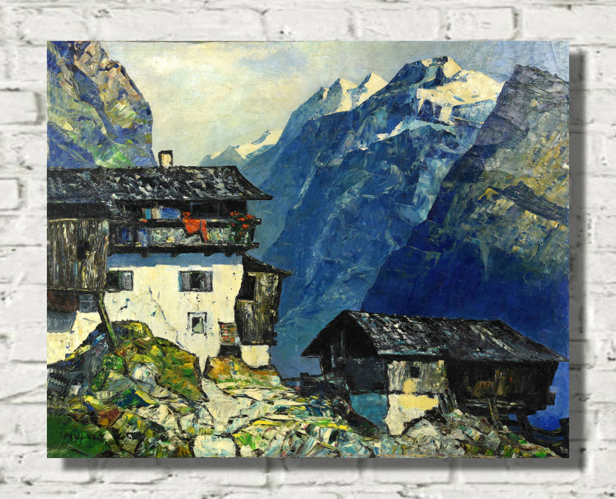 Oskar Mulley Print, Mountain Farmhouse Landscape