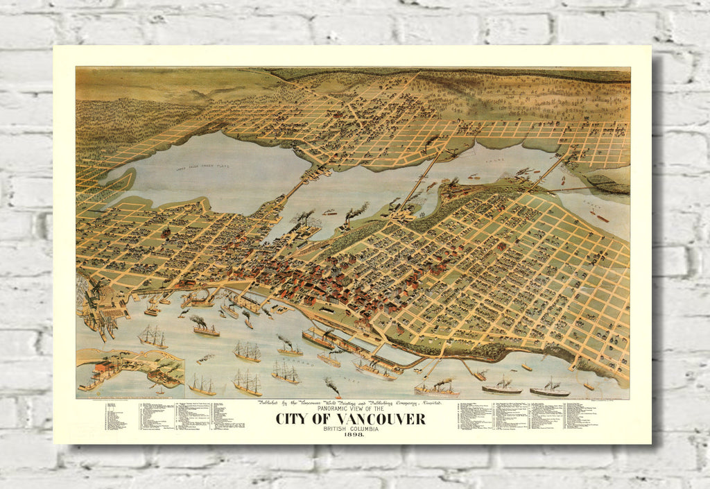 1898 Vancouver Map - Panoramic City View