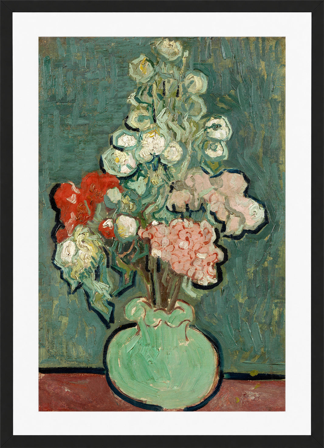 Vincent van Gogh Print, 009 Vase of Flowers_12x8 in a black frame