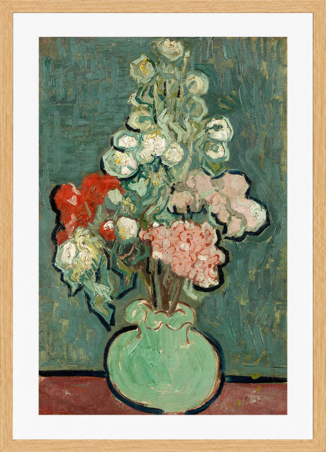 Vincent van Gogh Print, 009 Vase of Flowers_12x8 in an oak frame