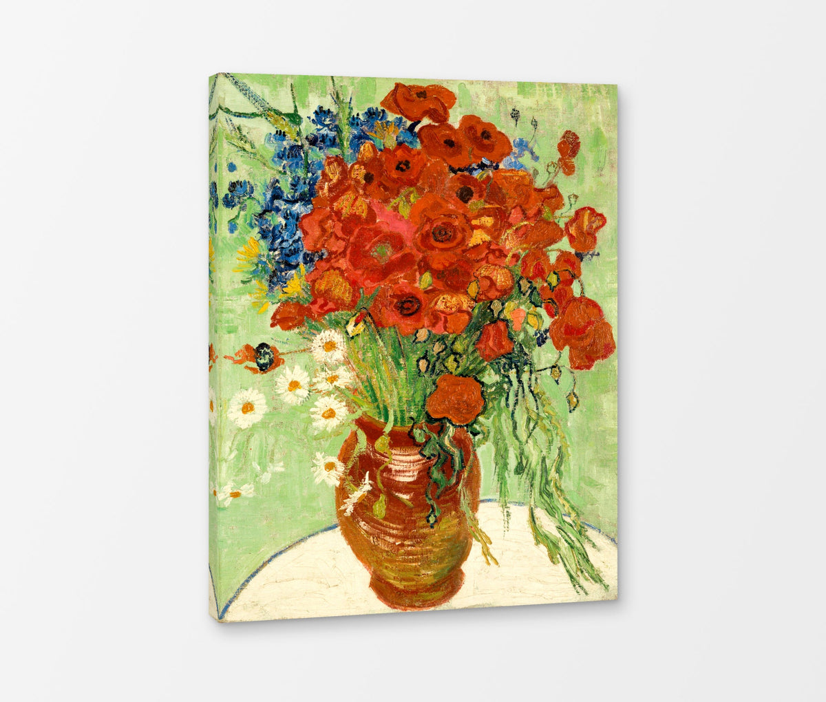 Vincent van Gogh Print, 010 Vase with Cornflowers and Poppies (1890)_10x8 as a ready-to-hang canvas panel