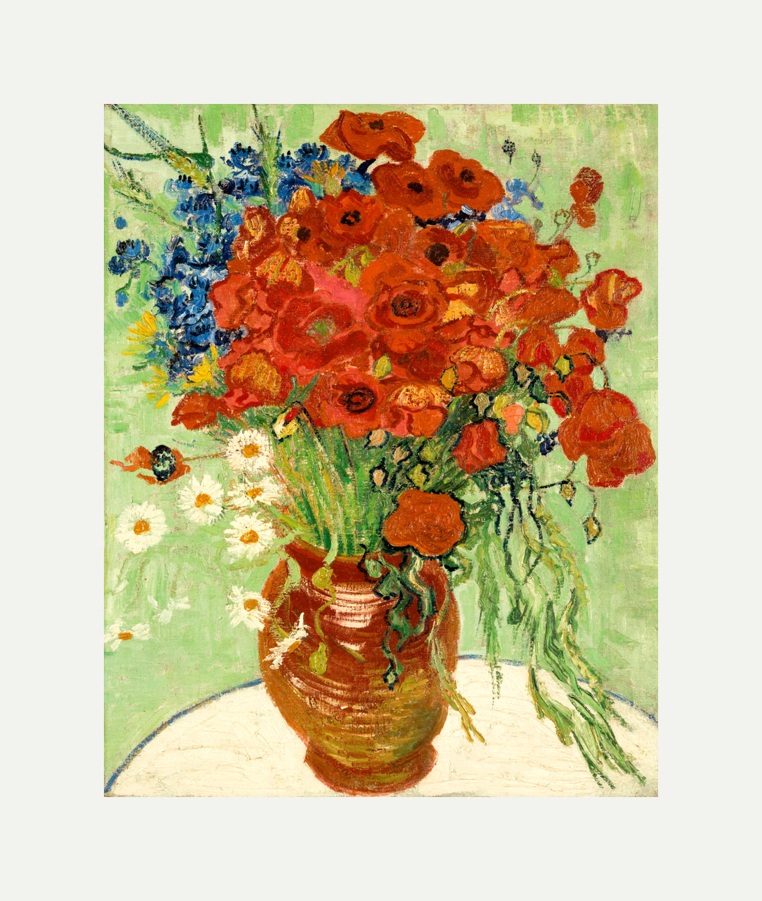 Vincent van Gogh Print, 010 Vase with Cornflowers and Poppies (1890)_10x8 with an off-white border for rolled canvas
