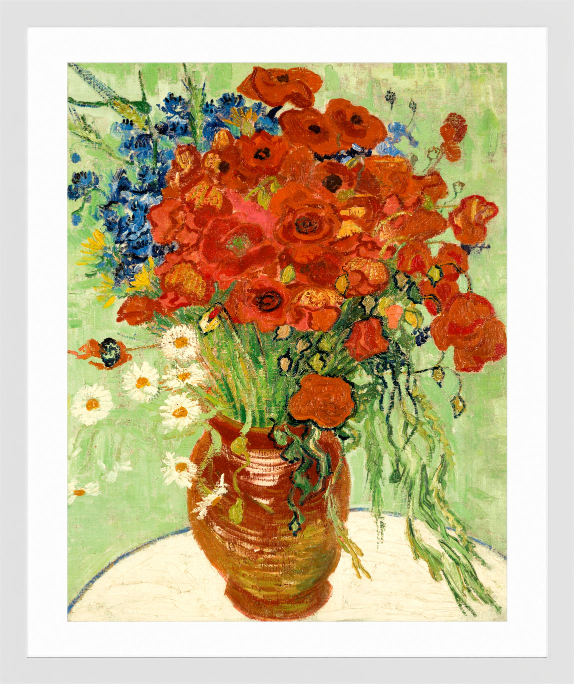 Vincent van Gogh Print, 010 Vase with Cornflowers and Poppies (1890)_10x8 in a white frame