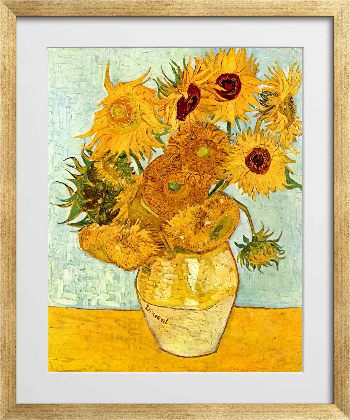 Vincent van Gogh Print, 016 Vincent_Willem_van_Gogh_128_10x8 in a gold frame