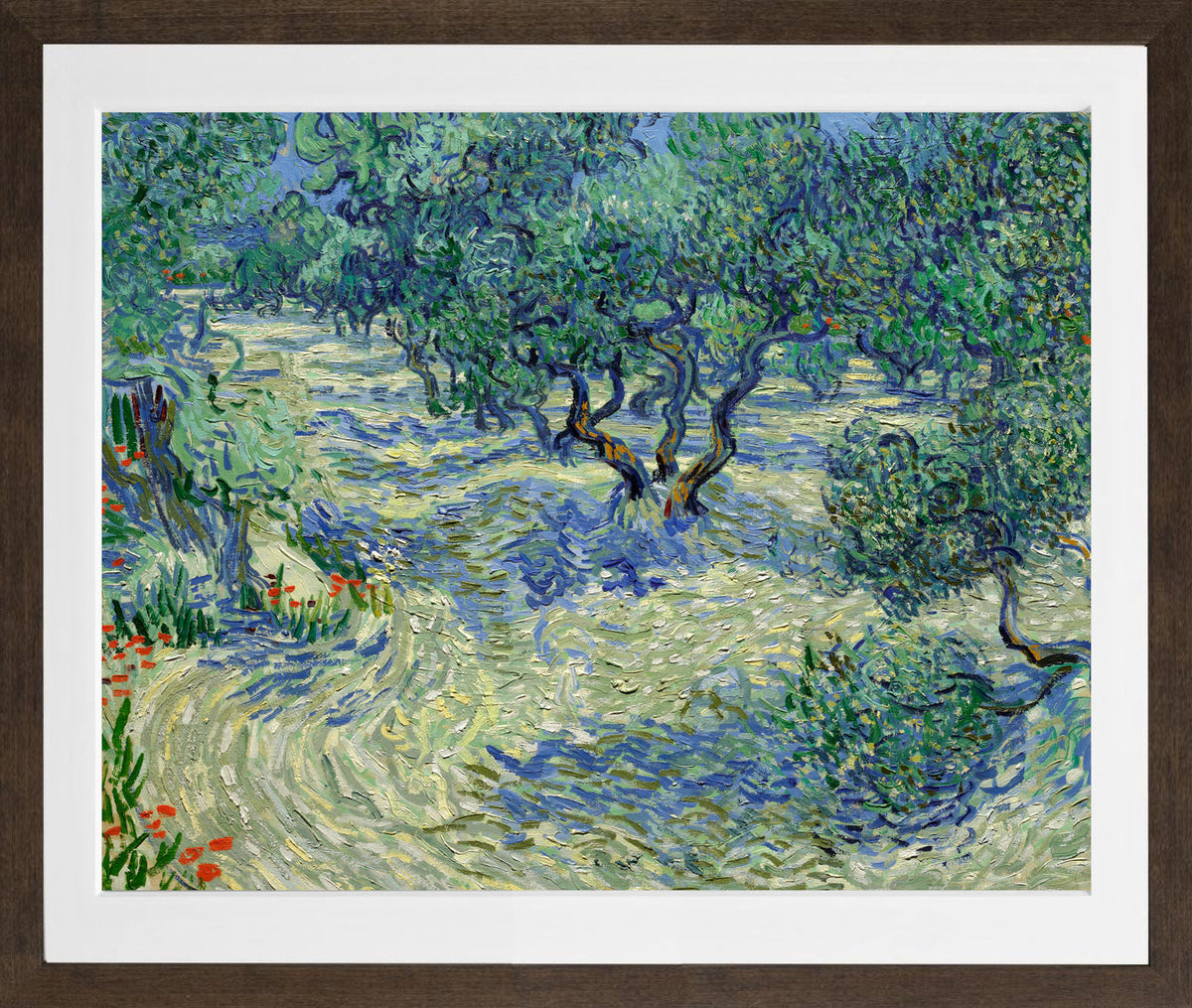 Vincent van Gogh Print, 022 Olive Orchard (June)_10x8 in a brown frame