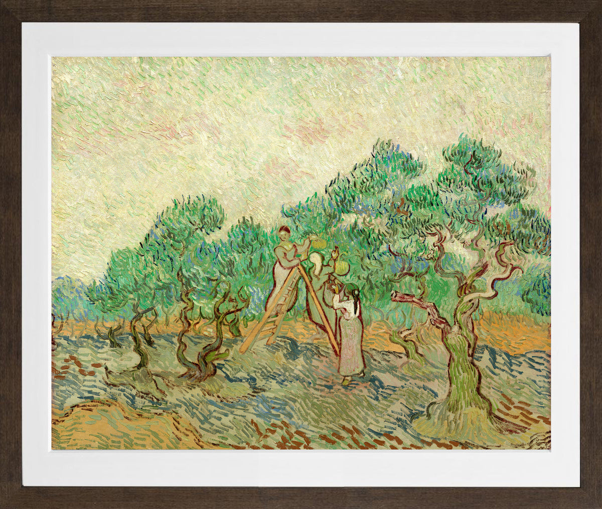 Vincent van Gogh Print, 024 Olive Pickers_10x8 in a brown frame