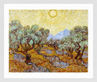 Vincent van Gogh Print, 027 Olive Trees with Yellow Sky and Sun_10x8 in a white frame