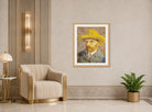 Vincent van Gogh Print, 033 Self-Portrait with Straw Hat_10x8 displayed in an Art Deco interior