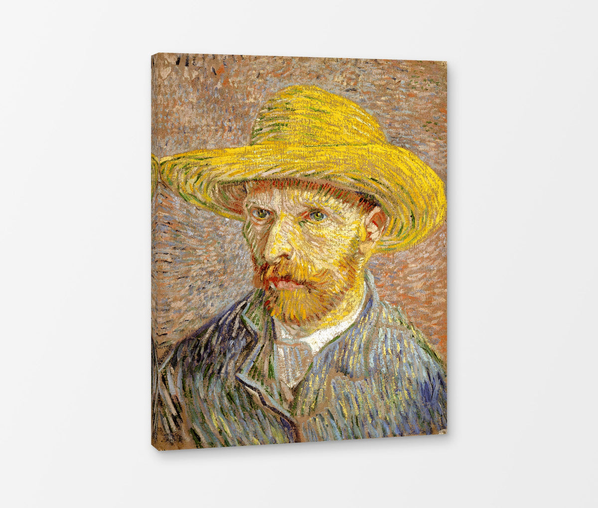 Vincent van Gogh Print, 033 Self-Portrait with Straw Hat_10x8 as a ready-to-hang canvas panel