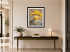 Vincent van Gogh Print, 033 Self-Portrait with Straw Hat_10x8 displayed above a console table