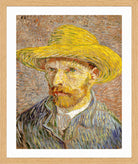 Vincent van Gogh Print, 033 Self-Portrait with Straw Hat_10x8 in an oak frame