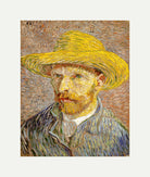 Vincent van Gogh Print, 033 Self-Portrait with Straw Hat_10x8 with an off-white border for rolled canvas