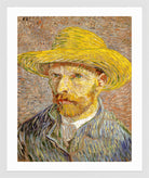 Vincent van Gogh Print, 033 Self-Portrait with Straw Hat_10x8 in a white frame