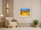 Vincent van Gogh Print, 034 Corn Harvest in Provence_10x8 displayed in an Art Deco interior