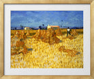 Vincent van Gogh Print, 034 Corn Harvest in Provence_10x8 in a gold frame