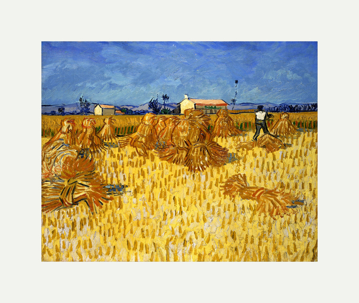Vincent van Gogh Print, 034 Corn Harvest in Provence_10x8 with an off-white border for rolled canvas