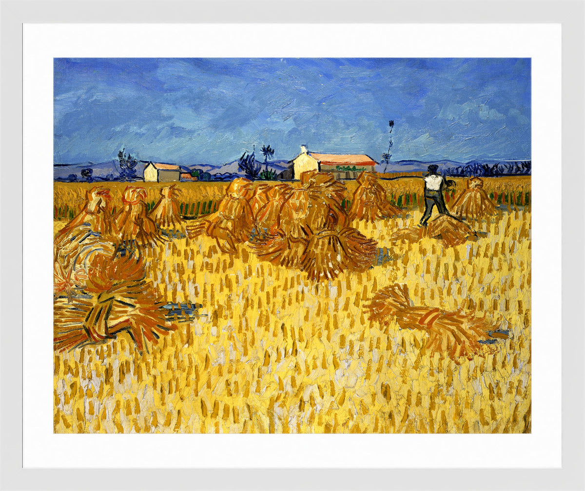 Vincent van Gogh Print, 034 Corn Harvest in Provence_10x8 in a white frame