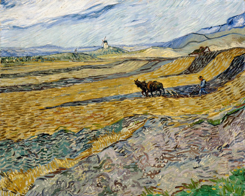 Vincent van Gogh Print, 036 Enclosed Field with Ploughman_10x8 as an unframed print