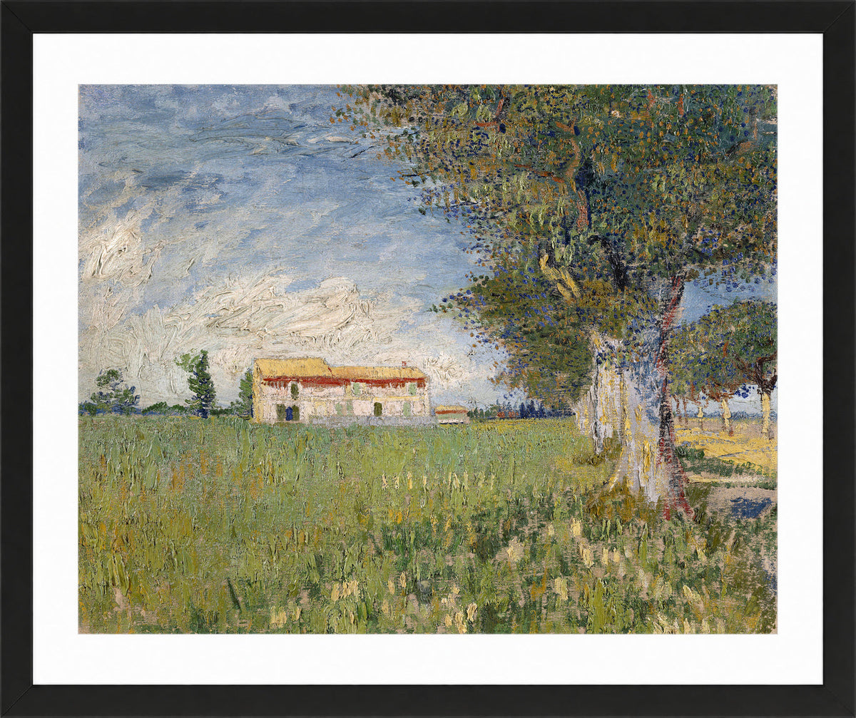 Vincent van Gogh Print, 037 Farmhouse in a wheat field (1888)_10x8 in a black frame
