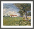 Vincent van Gogh Print, 037 Farmhouse in a wheat field (1888)_10x8 in a dark grey frame