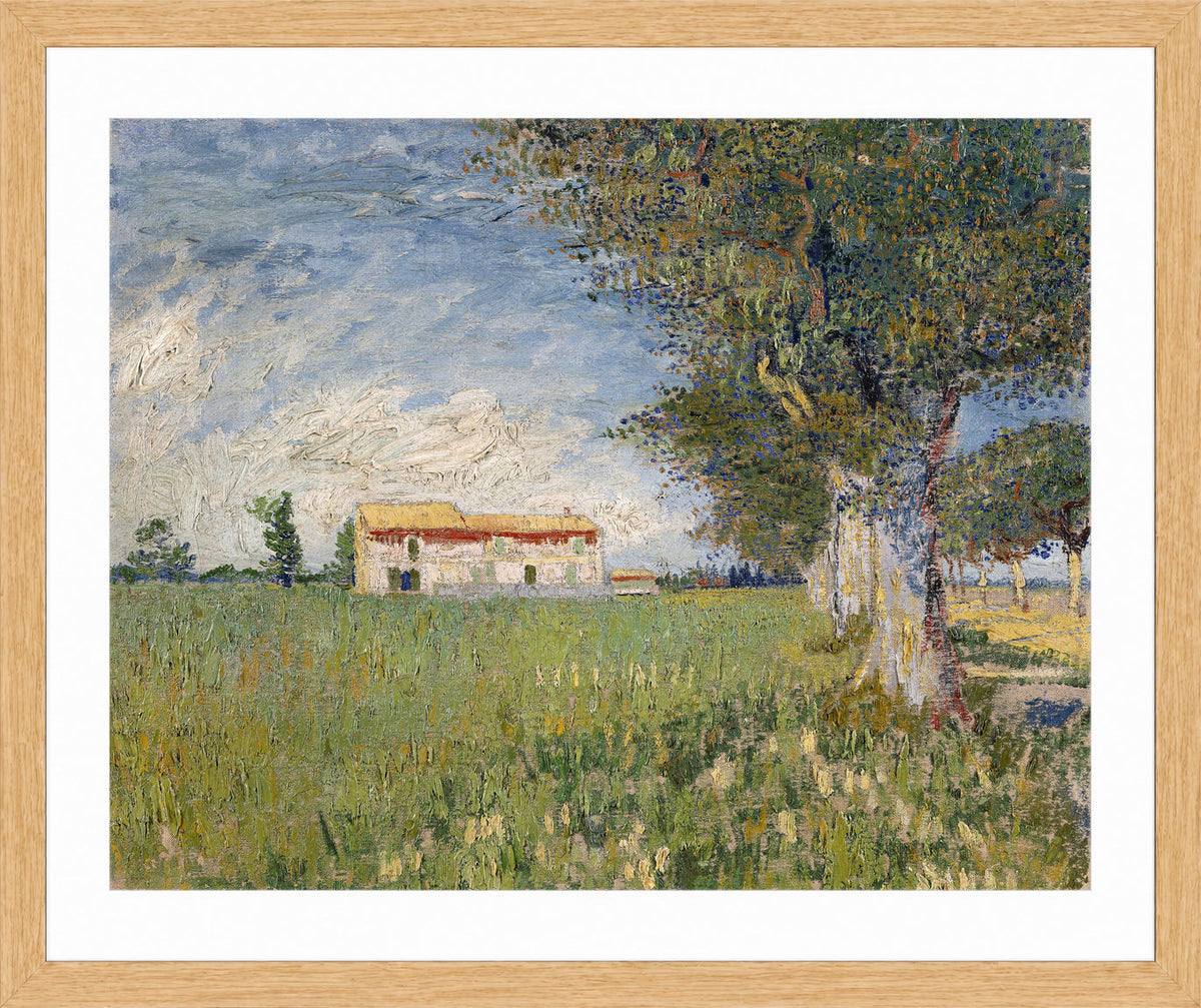 Vincent van Gogh Print, 037 Farmhouse in a wheat field (1888)_10x8 in an oak frame