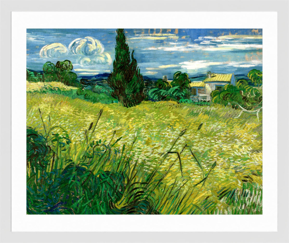 Vincent van Gogh Print, 039 Green Field_10x8 in a white frame