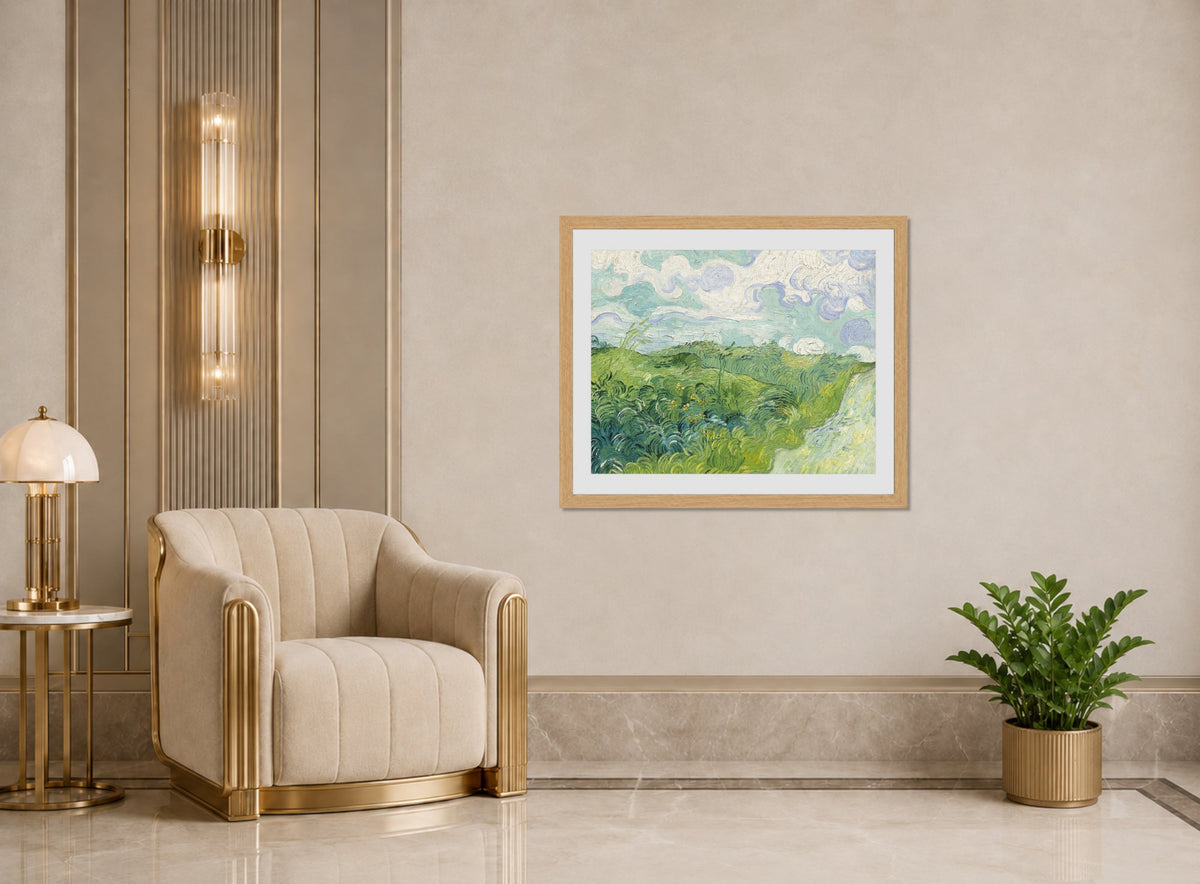 Vincent van Gogh Print, 040 Green Wheat Fields, Auvers_10x8 displayed in an Art Deco interior
