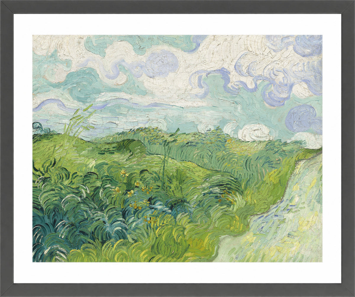 Vincent van Gogh Print, 040 Green Wheat Fields, Auvers_10x8 in a dark grey frame