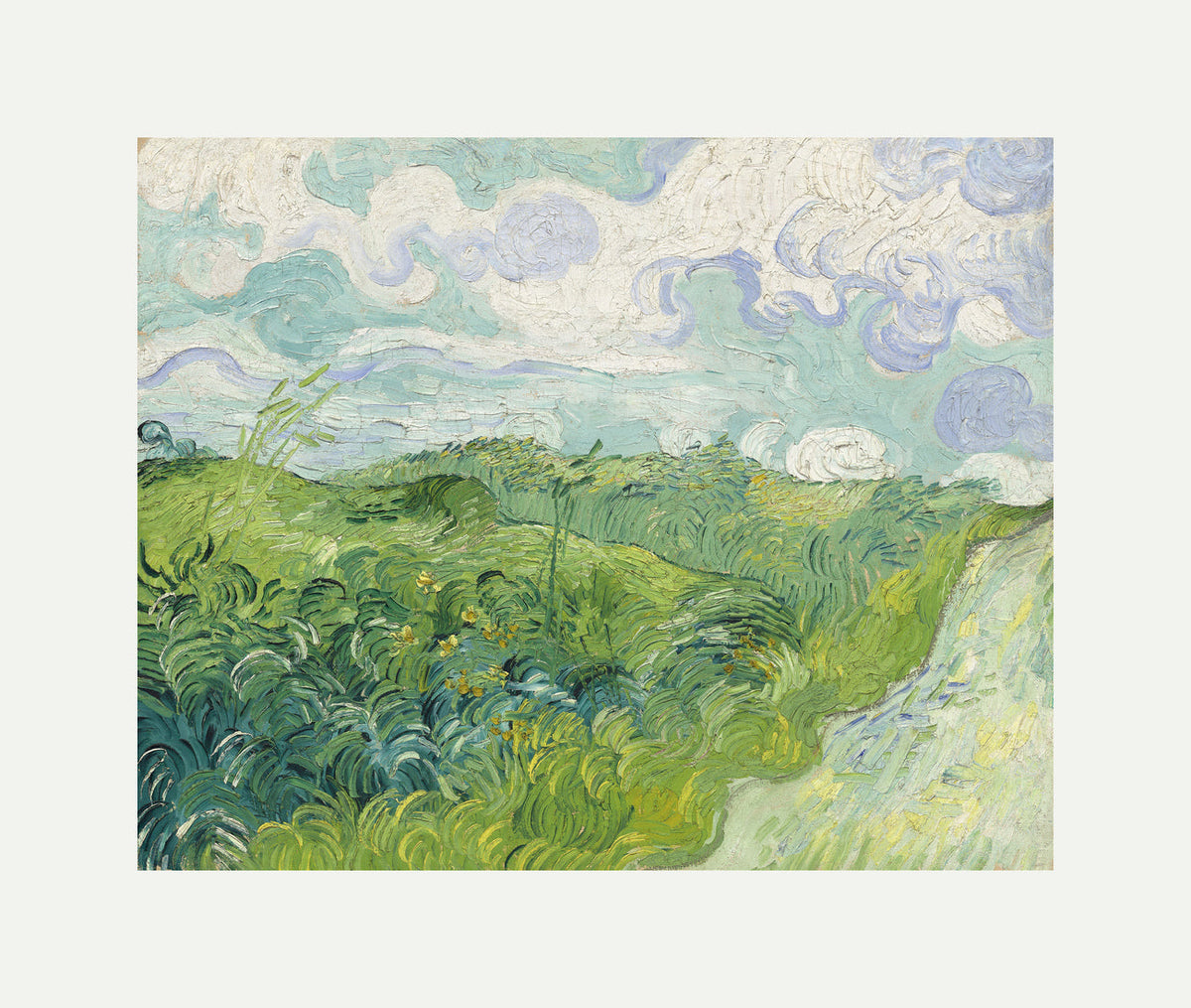 Vincent van Gogh Print, 040 Green Wheat Fields, Auvers_10x8 with an off-white border for rolled canvas