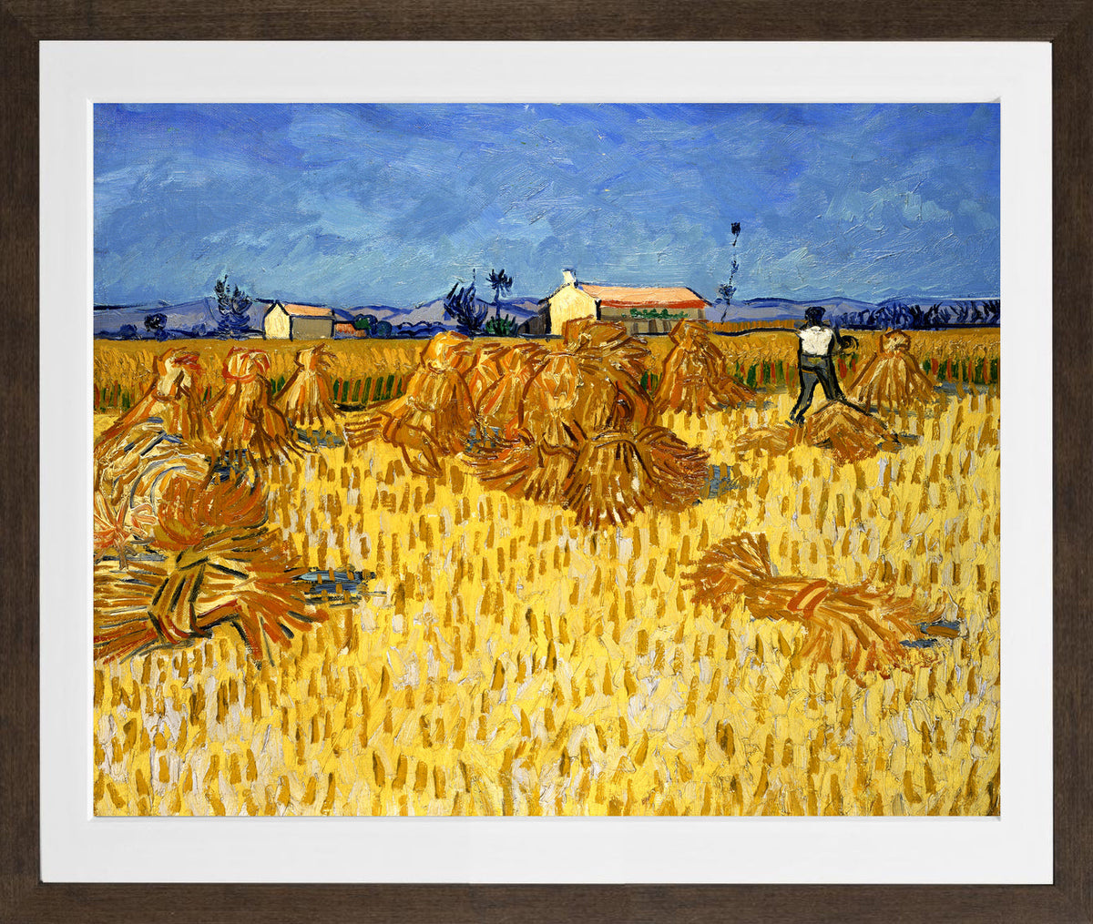 Vincent van Gogh Print, 041 Harvest in Provence_10x8 in a brown frame