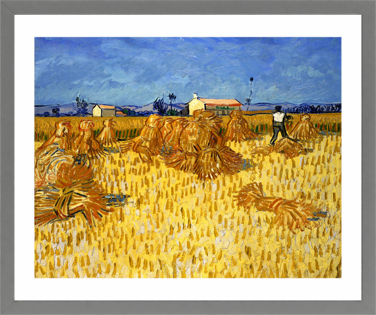 Vincent van Gogh Print, 041 Harvest in Provence_10x8 in a light grey frame