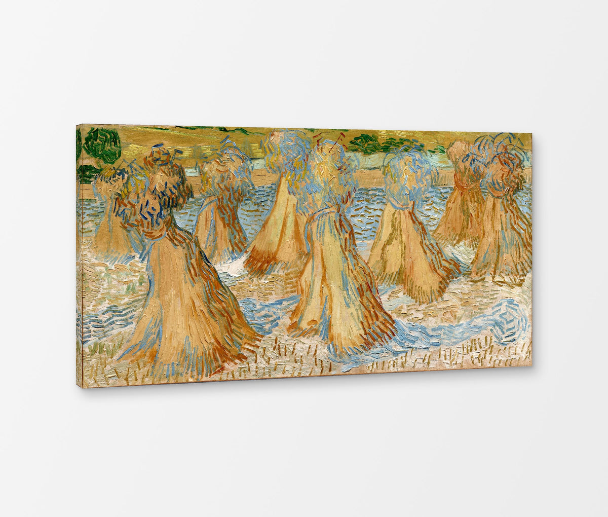 Vincent van Gogh Print, 049 Sheaves of Wheat (1890)_16x8 as a ready-to-hang canvas panel