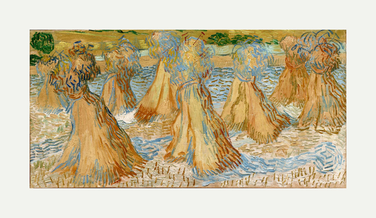 Vincent van Gogh Print, 049 Sheaves of Wheat (1890)_16x8 with an off-white border for rolled canvas